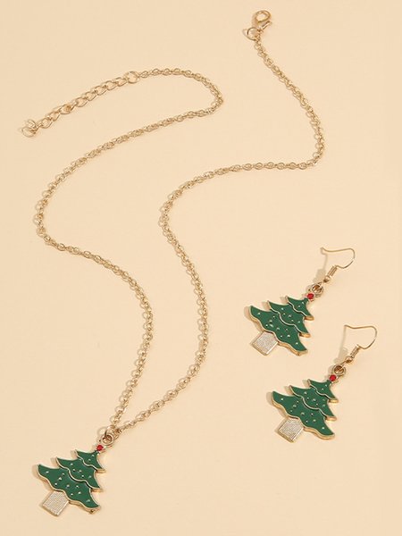 

Simple Christmas Tree Earrings Necklace, As picture, Necklaces