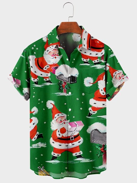 

Short Sleeve Shirt Collar Shirts & Tops, Green, Men's Floral shirt