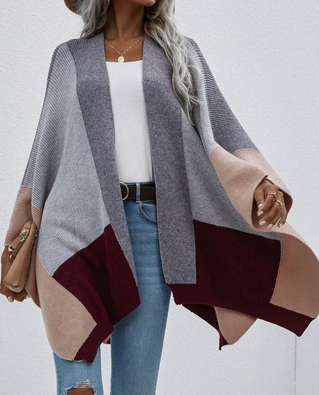 

Casual Cotton Blends Regular Fit Outerwear, Gray, Cardigans
