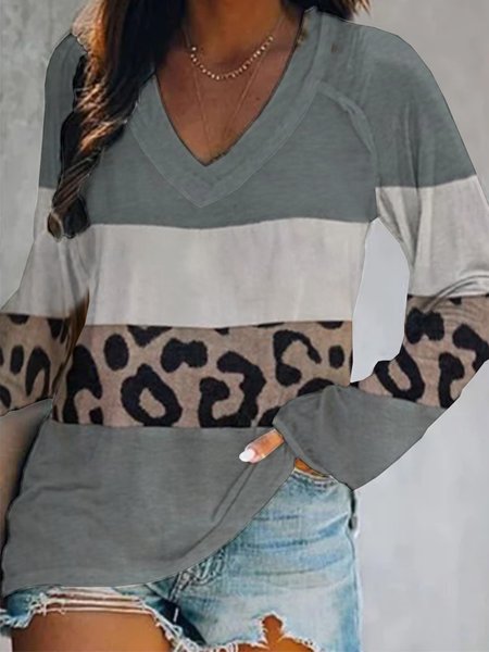 

Leopard Casual T-shirt, As picture, T-Shirts
