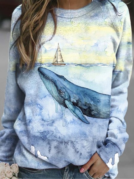 

Animal Cotton Blends Casual Sweatshirt, Blue, Sweatshirts & Hoodies