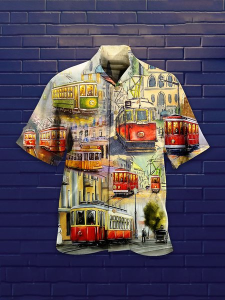 

Casual Short Sleeve Car Shirts & Tops, As picture, Men's shirts