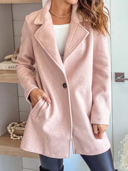

Casual Lapel Loosen Outerwear, Pink, Outerwear