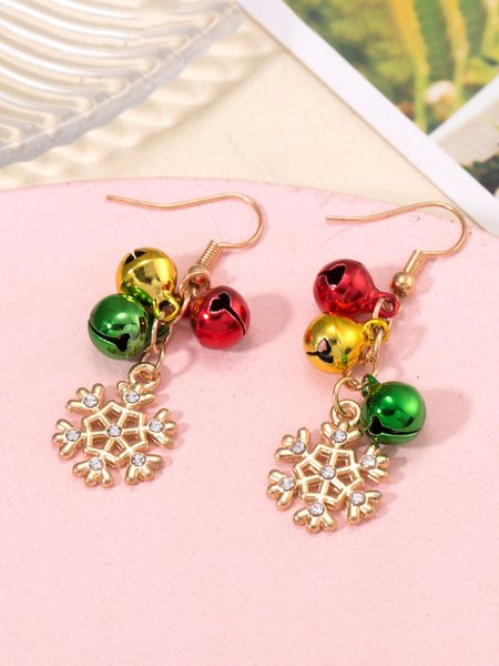 

Christmas Snowflake Bell Diamond Earrings, As picture, Earrings