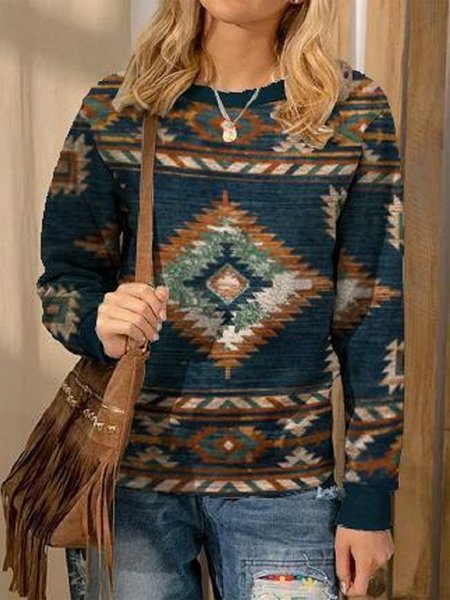 

Boho Tribal Cotton Blends Sweatshirt, As picture, Sweatshirts & Hoodies