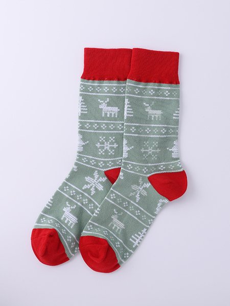 

Christmas Elk Snowflake Socks, As picture, Socks