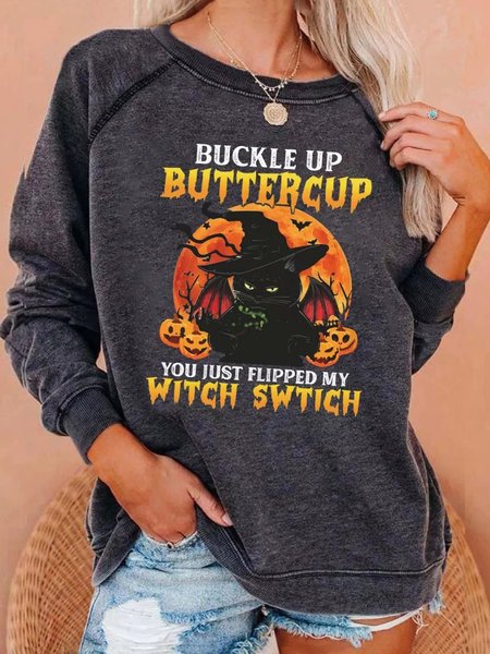 

Halloween Holiday Party Casual Hippie Sweatshirt, Black-grey, Hoodies & Sweatshirts