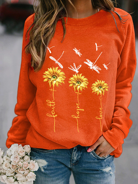 

Regular Fit Floral Casual Sweatshirt, Orange, Sweatshirts & Hoodies