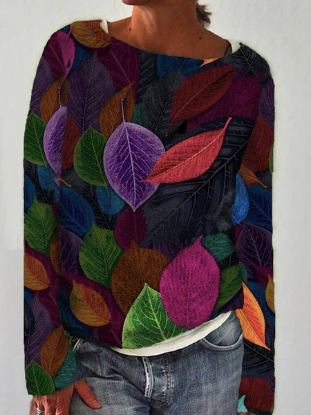 

Crew Neck Polyester Cotton Shirts & Tops, As picture, Tops