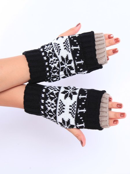 

Simple Ethnic Jacquard Gloves, Black, Scarves&Gloves