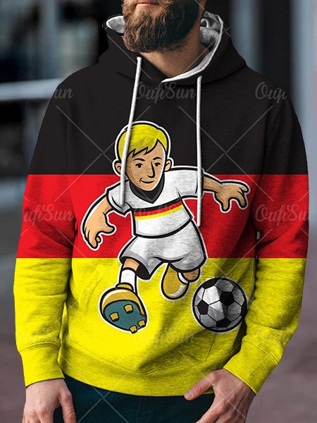 Hooded Casual Cotton Sweatshirt, As picture, Hoodies&Sweatshirts