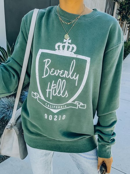 

Loosen Casual Cotton Sweatshirt, Green, Hoodies & Sweatshirts