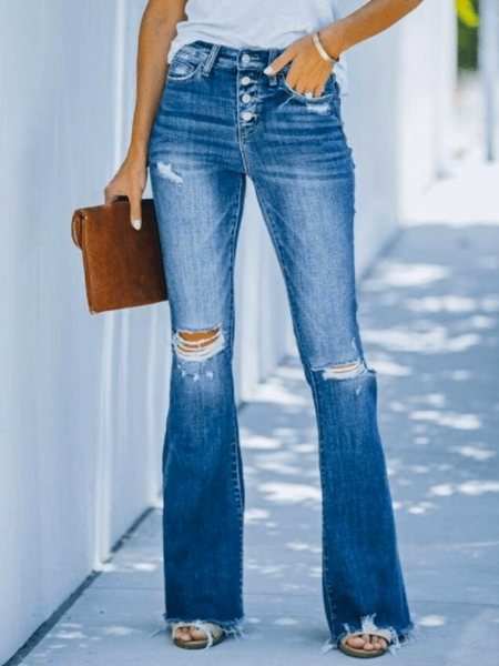 

Fall Regular Fit Slightly stretchy Zipper fly Regular fit Pants, Denim blue, Jeans