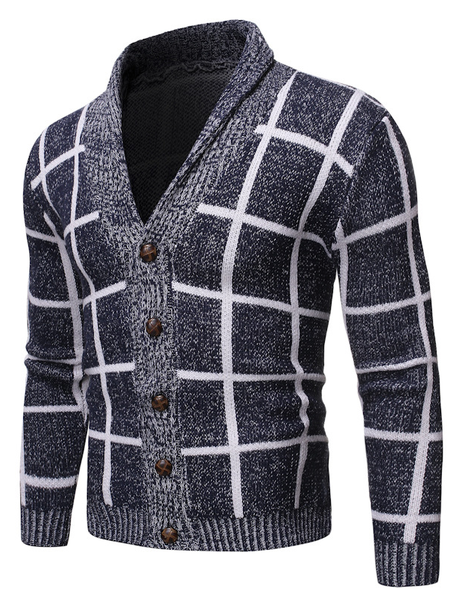 

Cotton Blends Casual High Neck Sweater, Blue, Outerwear