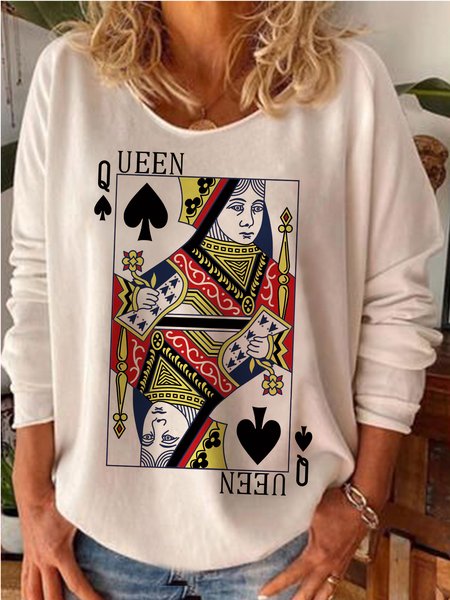 

Casual Crew Neck Loosen Long Sleeve Shirts & Tops, White, Tops