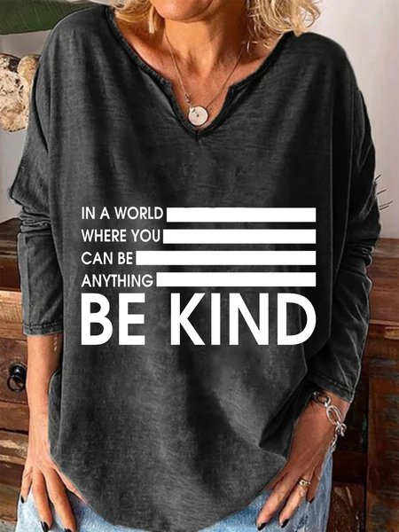 

Casual Long Sleeve U Neck Plus Size Printed Tops T-shirts, Deep gray, T-Shirts