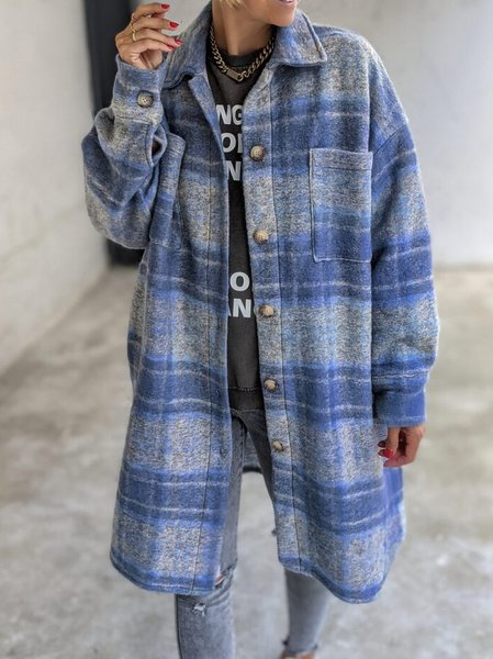 

Casual Off Shoulder Outerwear, Blue, Outerwear