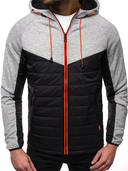 

Long Sleeve Casual Full-zip Hoodie Outerwear, Light gray, Outerwear