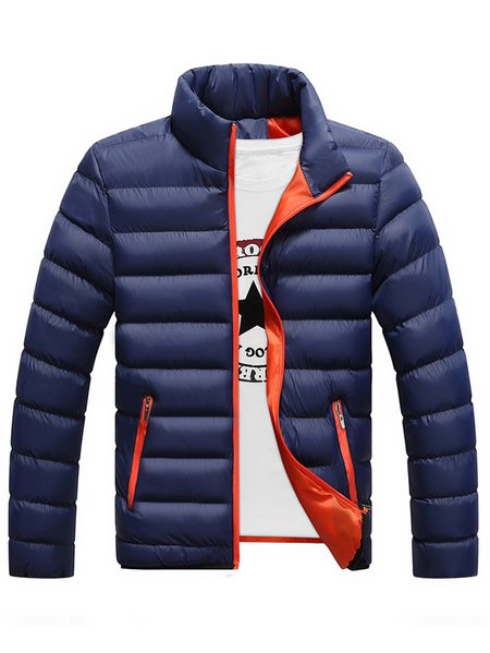 

Men's Jacket Quilted Bubble Puffer Windbreaker Jacket, Navyblue, Outerwear