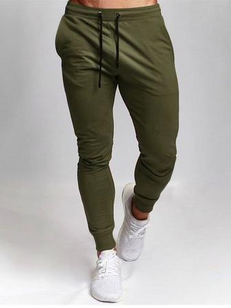 

Casual Solid Sporty Drawstring Sweatpants, Army green, Pants