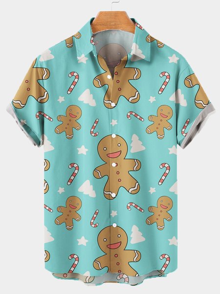 

Merry Christmas Snowflake Gingerbread Shirt Casual Men's Shirts, As picture, Shirts