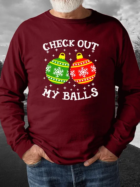 

Check Out My Balls Casual Funny Dirty Christmas Joke Sweatshirt, Red, Hoodies&Sweatshirts