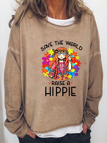 

Hippie Peace Print Ladies Sweatshirt, Khaki, Hoodies&Sweatshirts