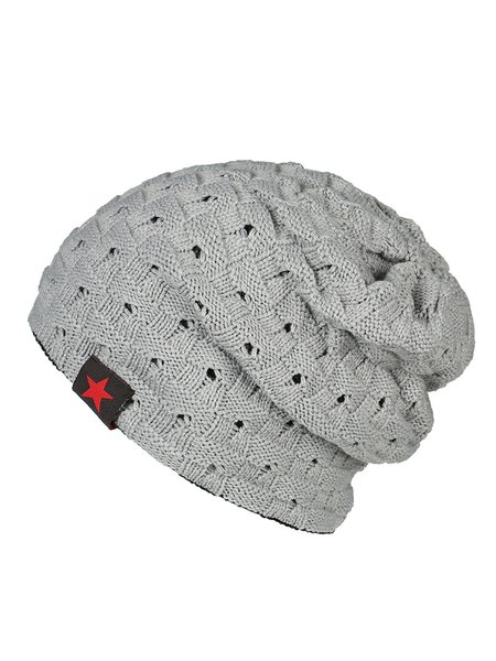 

Casual Simple Five-pointed Star Warm Knitted Hat, Deep gray, Hats