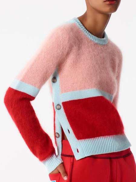 

Casual Striped Crew Neck Pullovers, As picture, Pullovers