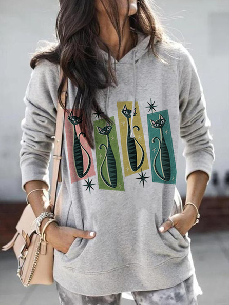 

Cotton Blends Casual Sweatshirt, Gray, Hoodies & Sweatshirts