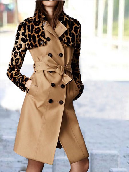 

Vacation Lapel Trench Coats, As picture, Coats