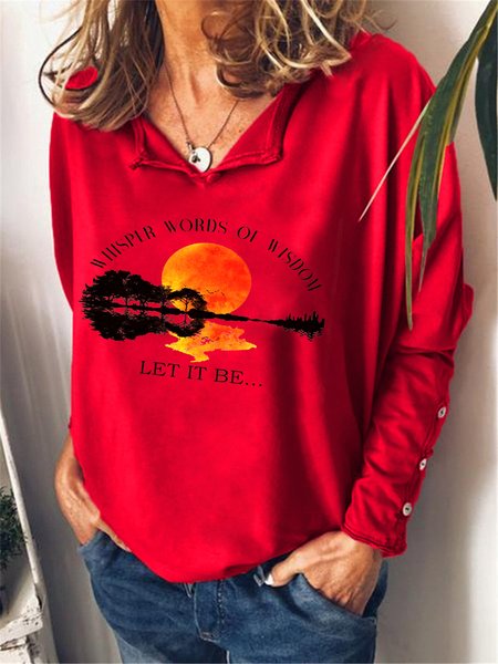 

Let It Be Casual V Neck Regular Fit Sweatshirt, Red, Hoodies&Sweatshirts