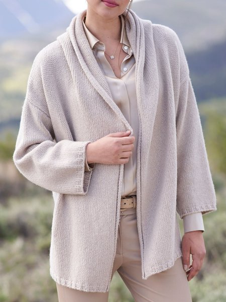 

Loosen Casual Lapel Outerwear, Apricot, Outerwear