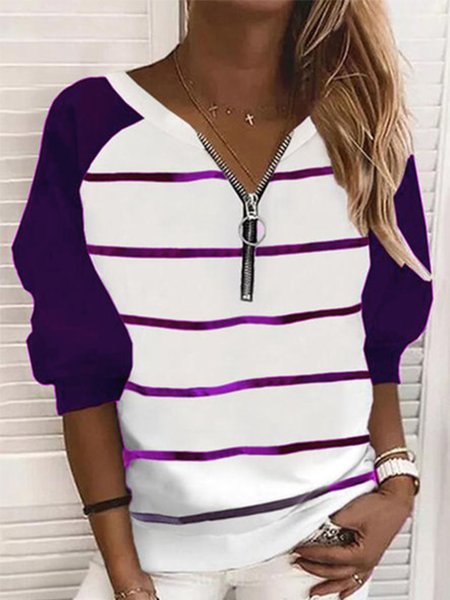 

Semplice Maniche Lunghe a Righe Top, Purple, Hoodies & Sweatshirts