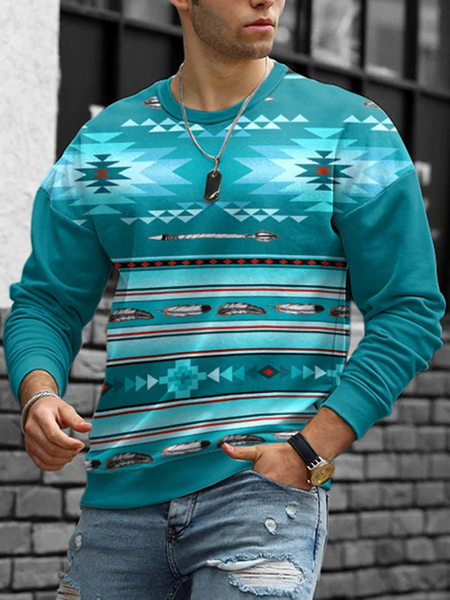 

Vacation Geometric Crew Neck Sweatshirt, Multicolor, Hoodies&Sweatshirts