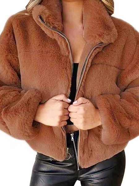

Casual Loosen Lapel Outerwear, Brown, Outerwear