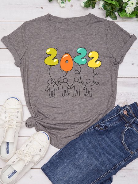 

2022 Cotton Blends Casual T-shirt, Light gray, T-shirts
