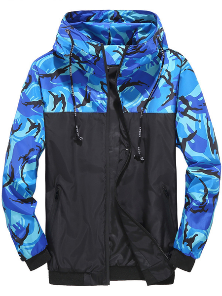 

Mens Rain Jacket Waterproof with Hooded Hiking Coat Lightweight Windbreaker, Blue, Jacket