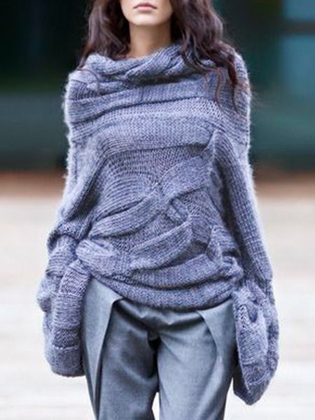 

Turtleneck Sheath Long Sleeve Vintage Sweater, As picture, Pullovers