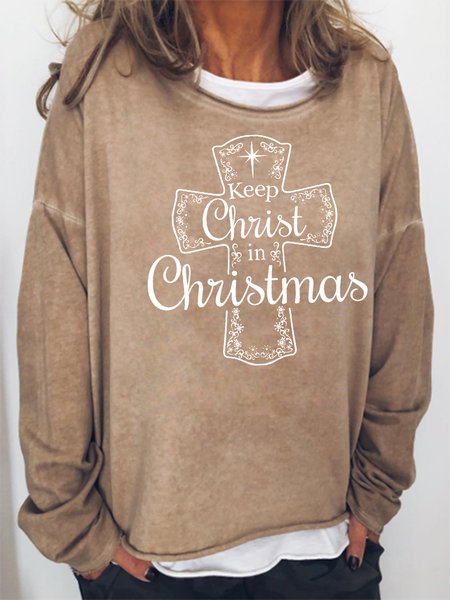 

Christmas Christ Casual Sweatshirt, Khaki, Hoodies&Sweatshirts