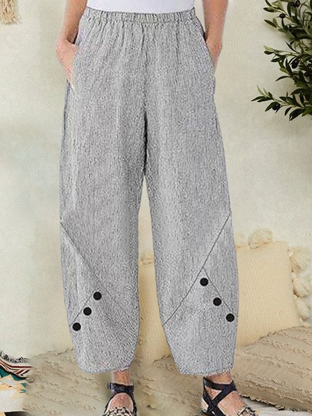

Casual Household Daily Loosen Cotton Blends Vintage Pants, Gray, Pants