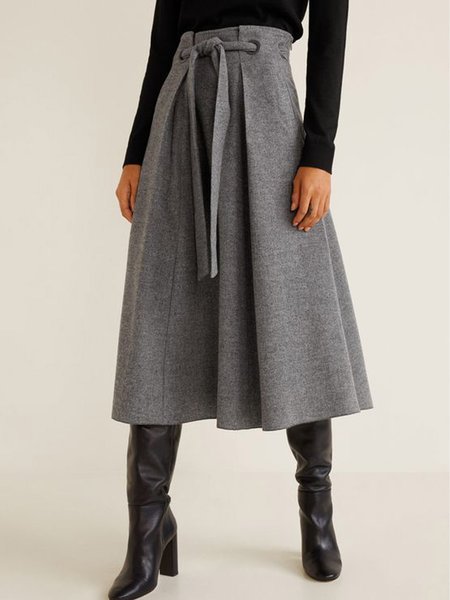 

Regular Fit Skirts, Gray, Midi Skirts