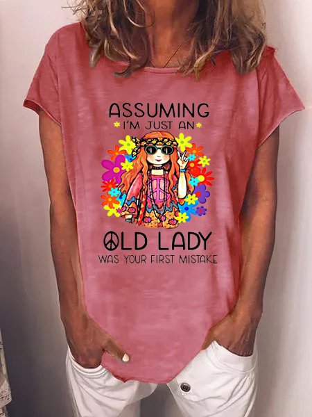 

Hippie Peace Print Ladies T-shirt, Pink, T-shirts