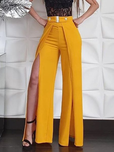 

Solid Pants, Yellow, Wide Leg Pants