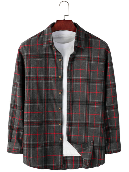 

Long Sleeve Casual Shirt Collar Shirts & Tops, Deep gray, Men's shirts