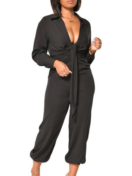 

Casual Plain Regular Fit One-Pieces, Black, Jumpsuits