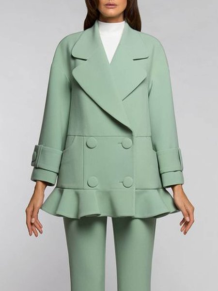 

Elegant Loosen Plain Long Sleeve Outerwear, Green, Blazers