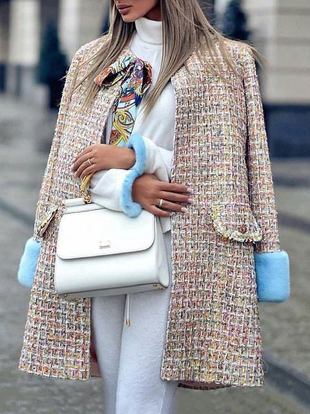 

Long Sleeve Loosen Crew Neck Daily Outerwear, As picture, Coats
