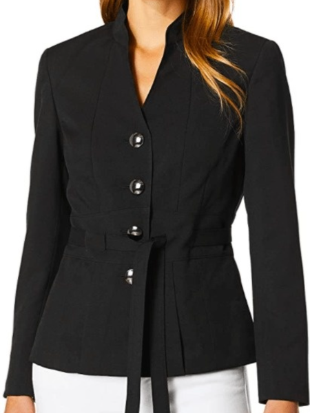 

Fall Solid Regular Fit Stand Collar Stand Collar Work Formal Outerwear, Black, Coats