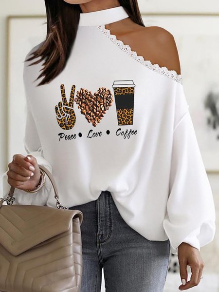 

One Shoulder Casual Shirts & Tops, White, Tops